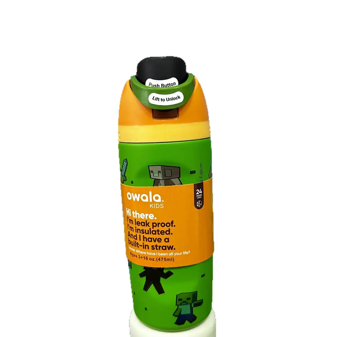 Cross-Border Owala Kidsren's Straw Cup 16oz Freesip Thermos Cup Student Stainless Steel Small Sports Water Bottle