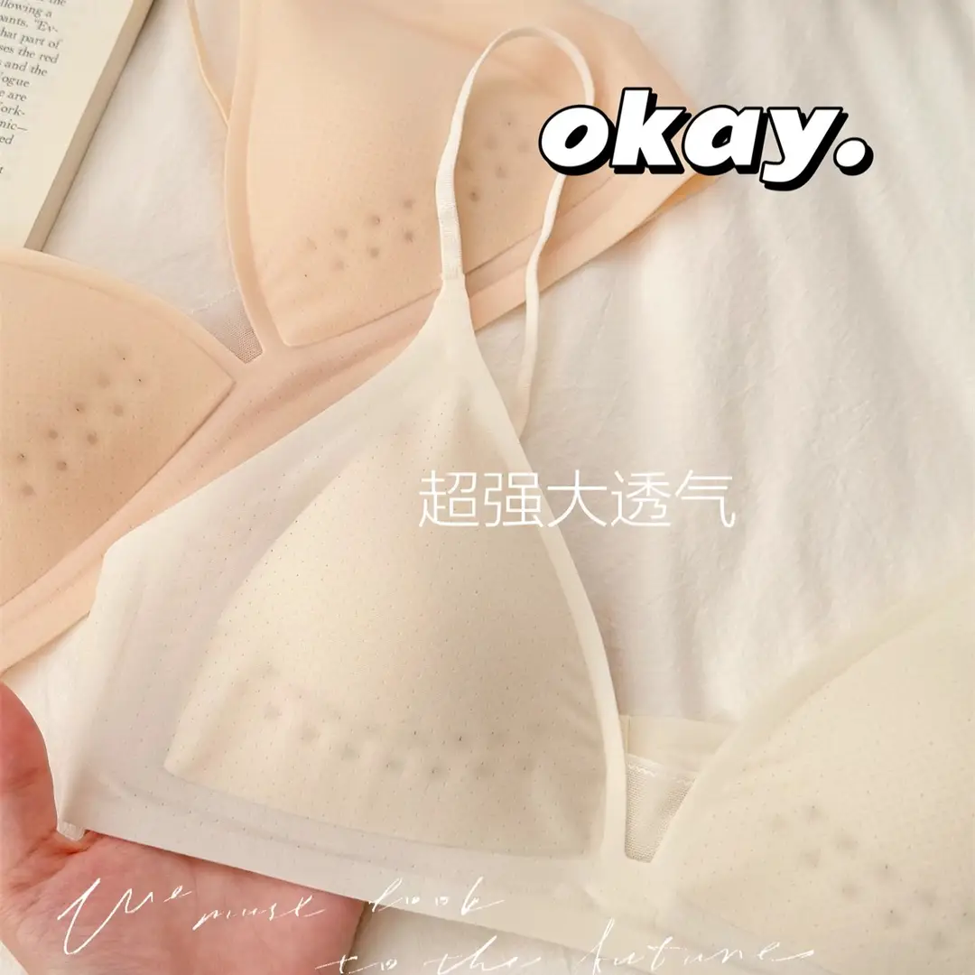 Summer Breath Bra Ultra-Thin Small Chest Underwear Women's French Style Deep V Invisible Thin Straps Jelly Strip Seamless Bra