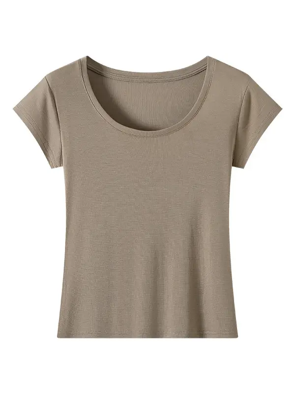 Tencel Short-Sleeve T-Shirt for Women, Summer Thin Style, Trendy Outerwear with a High-End Feel, Round Neck Slim-Fit Ice Silk Top