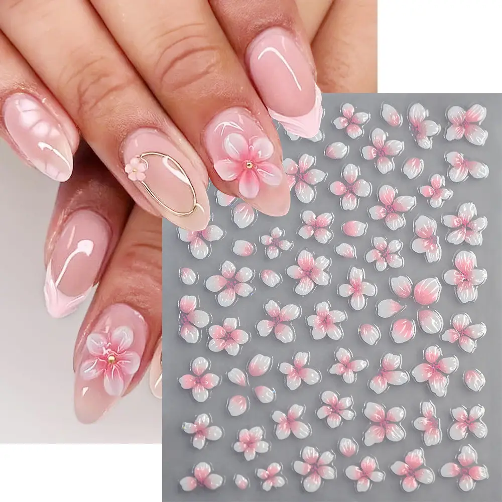 Jelly 3D Cherry Blossom Nail Stickers with a High-End Luxury Feel, Bowknot Strawberry Design, Brightening Nail Decoration 3D Stickers — feature 1