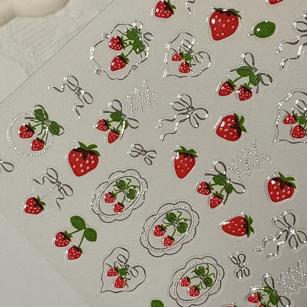 Jelly 3D Cherry Blossom Nail Stickers with a High-End Luxury Feel, Bowknot Strawberry Design, Brightening Nail Decoration 3D Stickers — feature 11