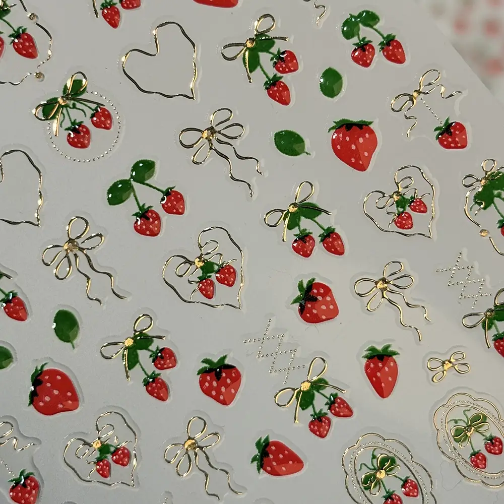 Jelly 3D Cherry Blossom Nail Stickers with a High-End Luxury Feel, Bowknot Strawberry Design, Brightening Nail Decoration 3D Stickers — feature 13