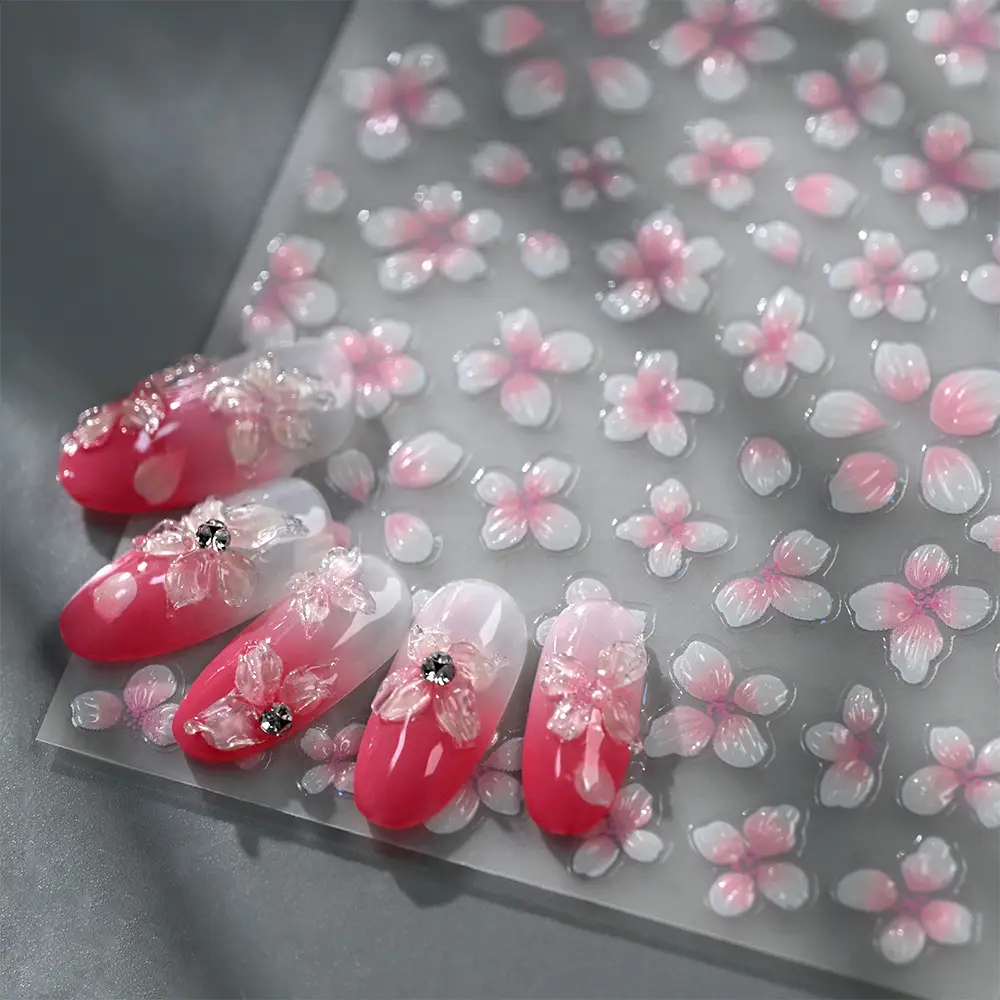 Jelly 3D Cherry Blossom Nail Stickers with a High-End Luxury Feel, Bowknot Strawberry Design, Brightening Nail Decoration 3D Stickers — feature 6