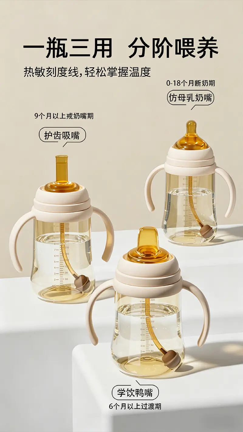 Ppsu Baby Bottle for Newborns, 0-6-12 Months and Above, Anti-Colic, Drop-Resistant, Three-In-One Growth Weaning Bottle — feature 5