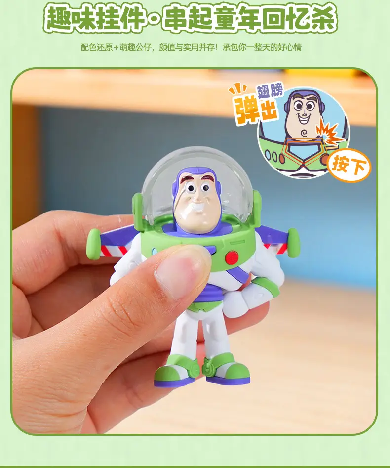 Authentic Toy Story Buzz Lightyear Pop-Up Wings Glossy Edition Keychain Trendy Anime Figure Doll Backpack Pendant — feature 6