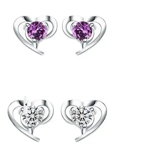 Romantic Heart Zirconium Earrings 925 Sterling Silver - Image 5