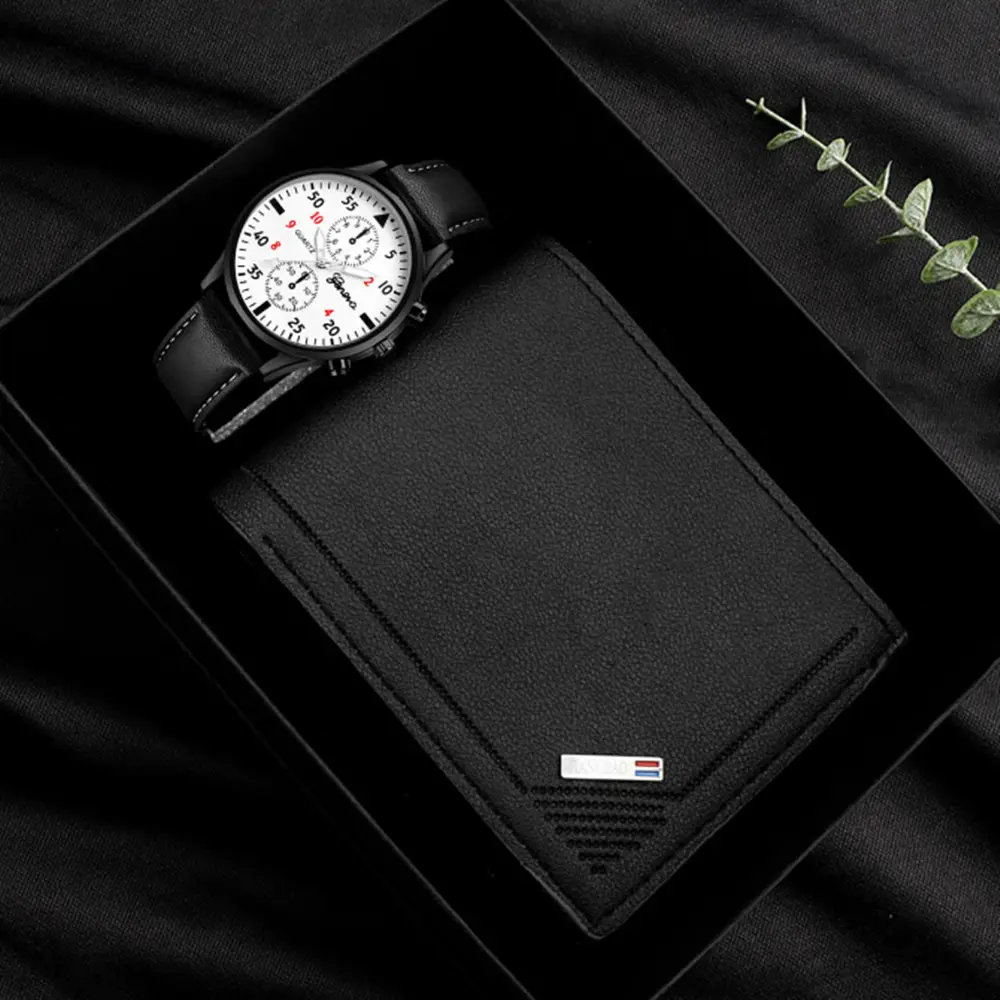Popular Classic Fashion Men's Calendar Watch Wholesale Sports Steel Band Wristwatch Business Cross-Border Set Combination Watch