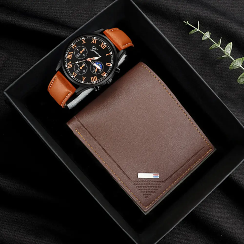 Popular Classic Fashion Men's Calendar Watch Wholesale Sports Steel Band Wristwatch Business Cross-Border Set Combination Watch — feature 11