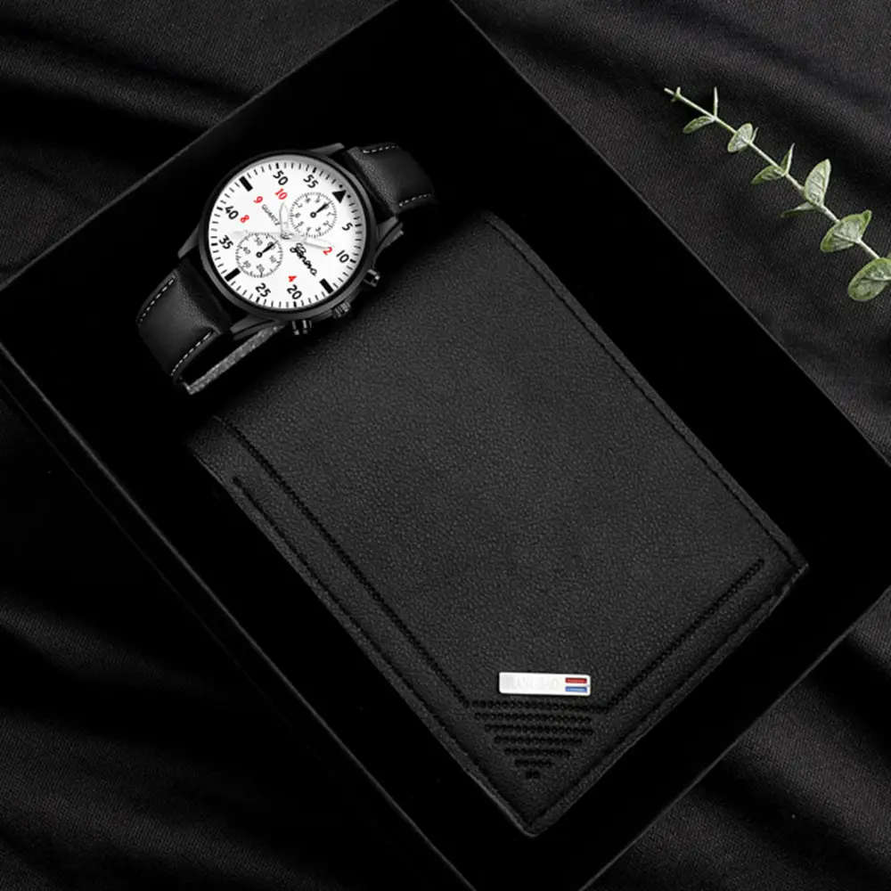 Popular Classic Fashion Men's Calendar Watch Wholesale Sports Steel Band Wristwatch Business Cross-Border Set Combination Watch