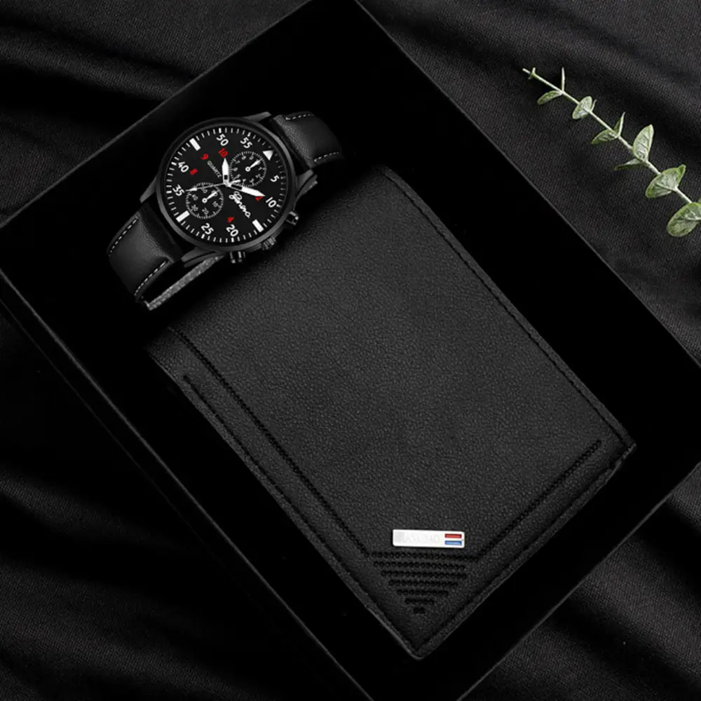Popular Classic Fashion Men's Calendar Watch Wholesale Sports Steel Band Wristwatch Business Cross-Border Set Combination Watch