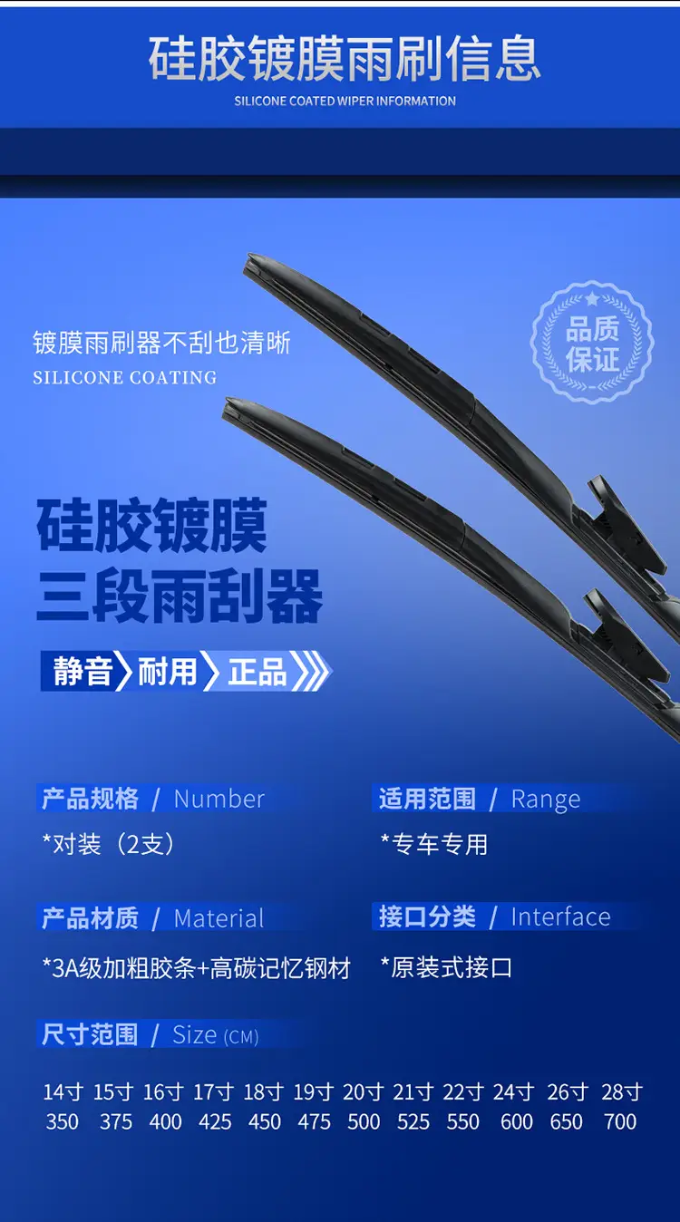 Silicone-Coated Wiper Blades Suitable for Chery Icar 03 Three-Section Wipers, Universal Multi-Functional Silent Wiper Blades — feature 7