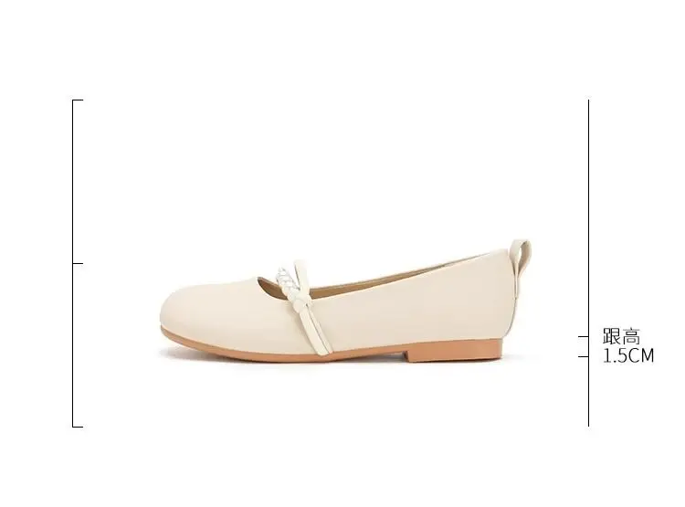 Red Jingyan Genuine Leather Flat Shoes for Women 2026 Spring and Summer New Fashion Pearl Shoes to Match Skirts Non-Slip Soft Sole Mary Jane Shoes — feature 4