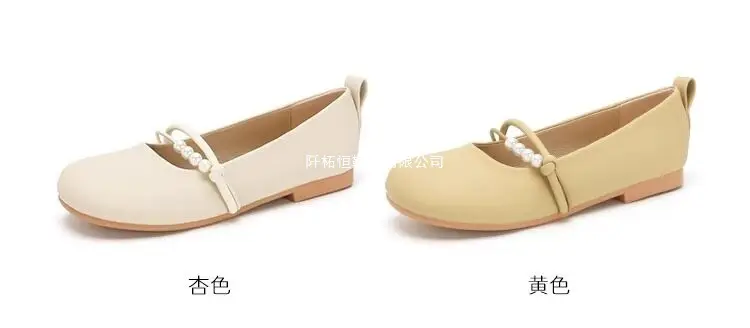 Red Jingyan Genuine Leather Flat Shoes for Women 2026 Spring and Summer New Fashion Pearl Shoes to Match Skirts Non-Slip Soft Sole Mary Jane Shoes — feature 5