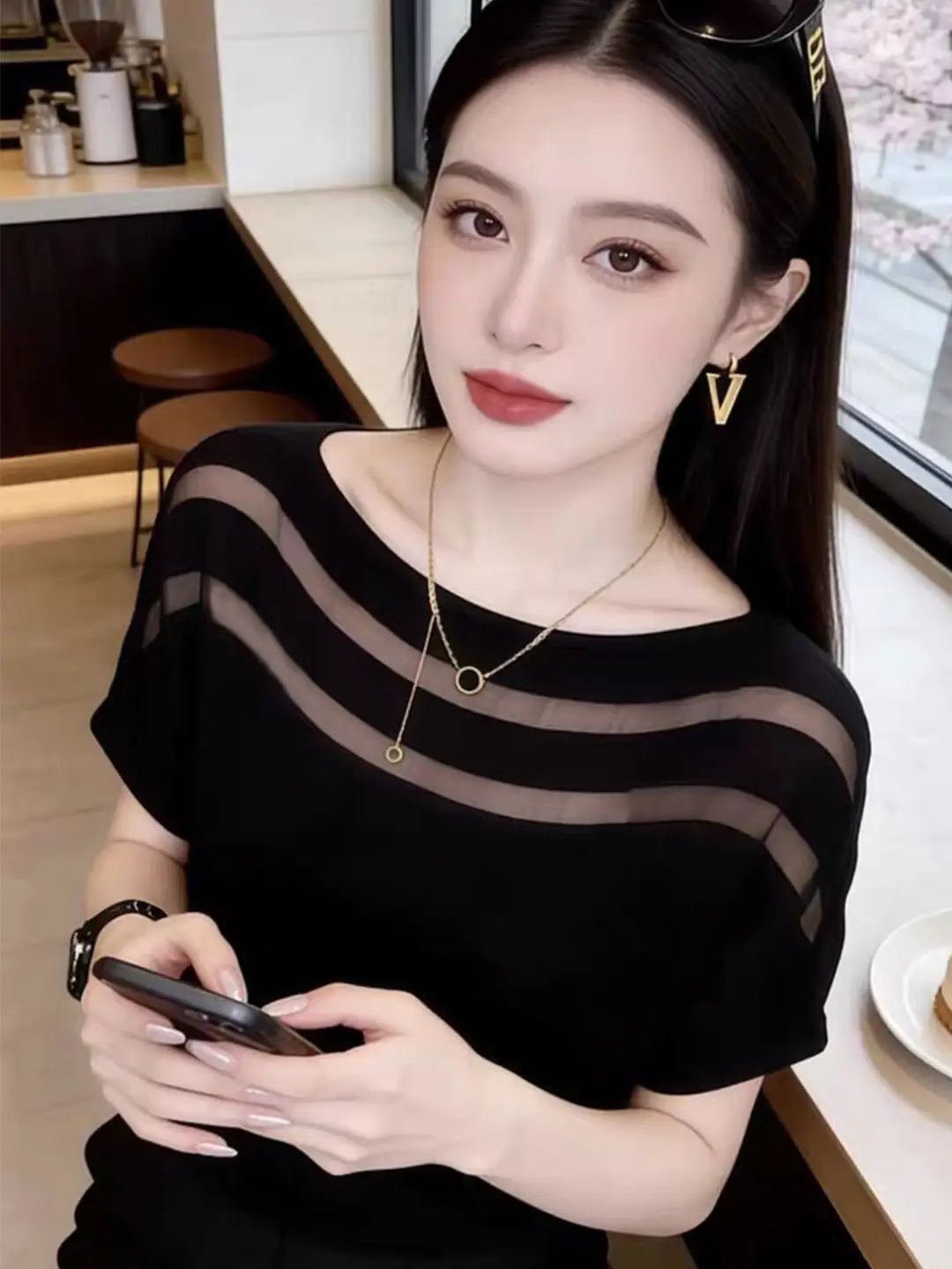 【Direct from Manufacturer】Summer Off-Shoulder Solid Color Batwing Sleeve T-Shirt for Women, Thin Lyocell Tencel Knit Top