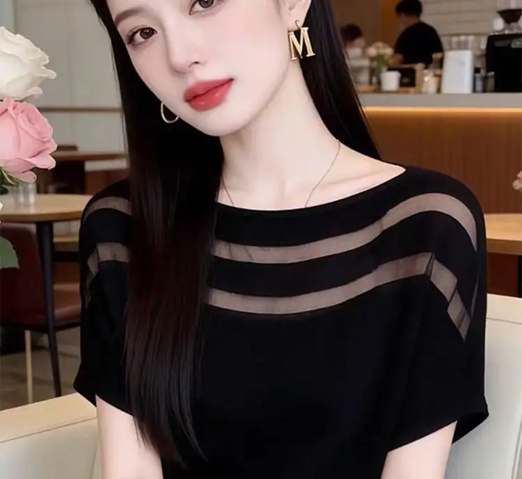 【Direct from Manufacturer】Summer Off-Shoulder Solid Color Batwing Sleeve T-Shirt for Women, Thin Lyocell Tencel Knit Top — feature 3