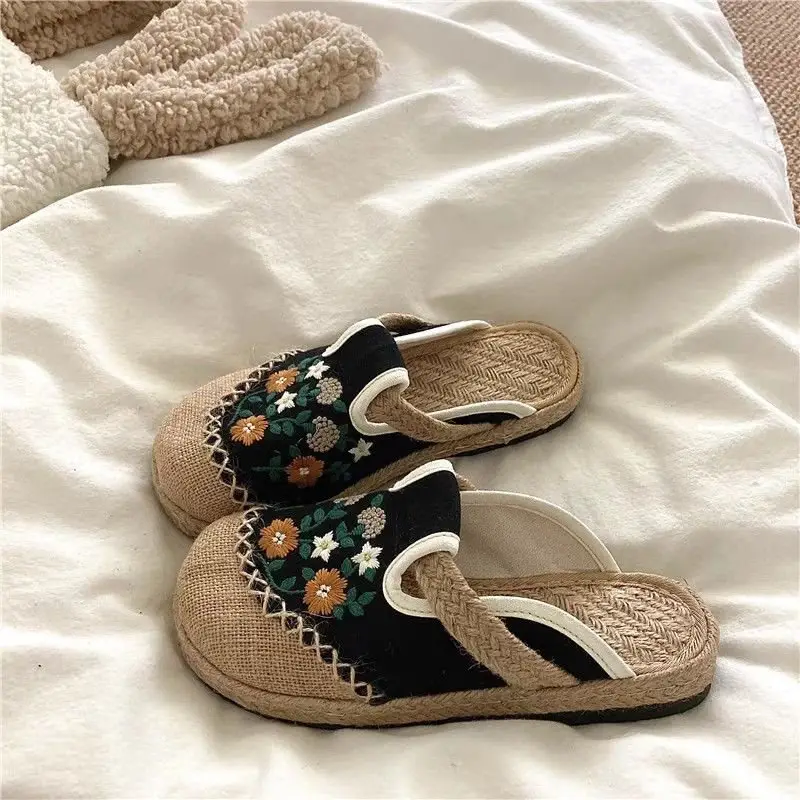Walking by the Sea~! Handmade Straw-Woven Linen Breathable Sandals for Women, Ins-Style Summer Outdoor Non-Slip Flat Beach Slippers — feature 6