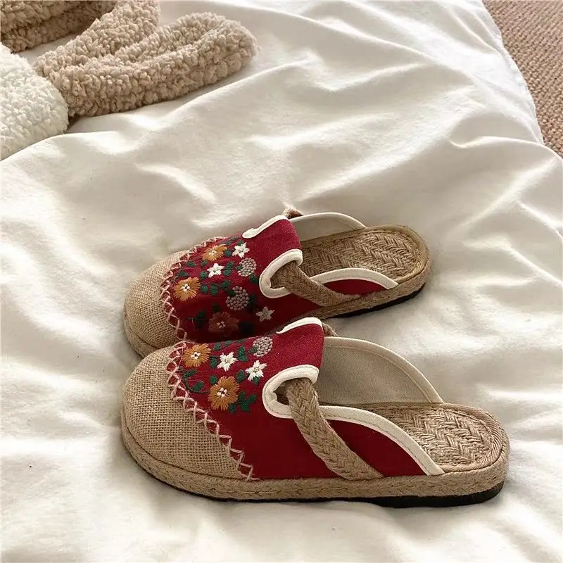 Walking by the Sea~! Handmade Straw-Woven Linen Breathable Sandals for Women, Ins-Style Summer Outdoor Non-Slip Flat Beach Slippers — feature 7