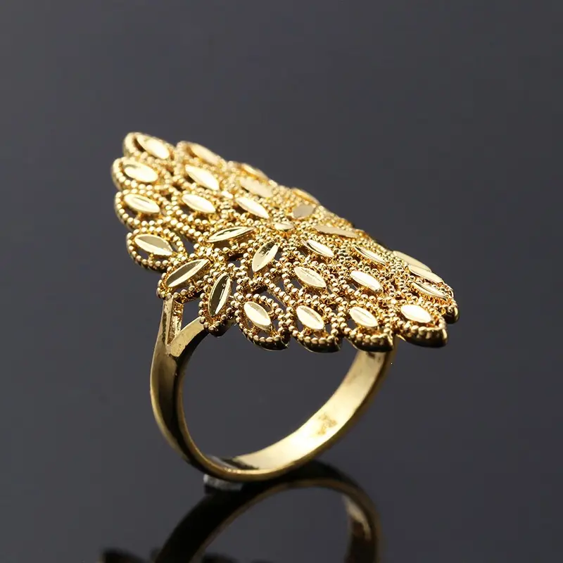 Huitan Cross-Border New Palace-Style Hollow-Out Women's Ring, Fashionable Marquise Ring for Women, Cross-Border Temu Hot-Selling Copper Ring — feature 10