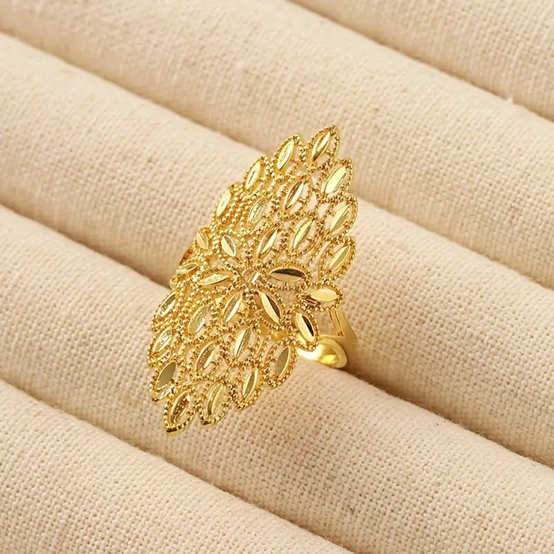 Huitan Cross-Border New Palace-Style Hollow-Out Women's Ring, Fashionable Marquise Ring for Women, Cross-Border Temu Hot-Selling Copper Ring — feature 8