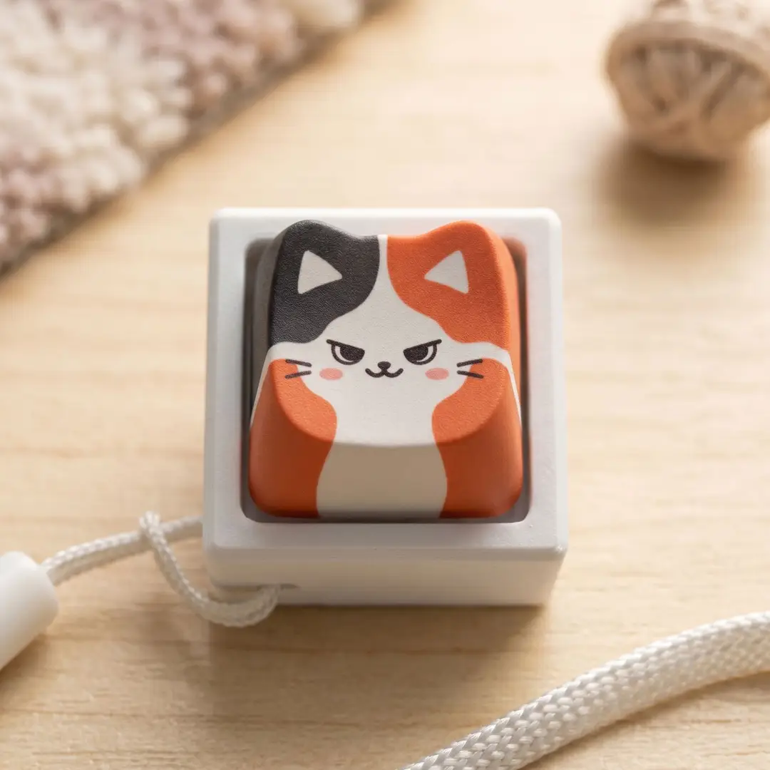 Cute Cat, Tiger, and Puppy Dye-Sublimation Keycaps for Stress Relief, Detachable Keycaps for Small Mechanical Keyboards
