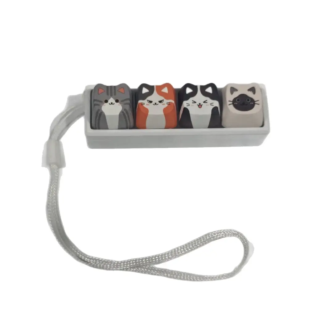 Cute Cat, Tiger, and Puppy Dye-Sublimation Keycaps for Stress Relief, Detachable Keycaps for Small Mechanical Keyboards