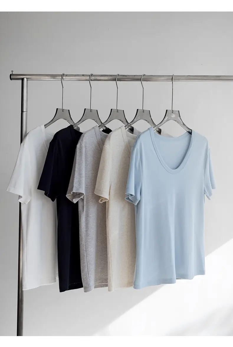 U-Neck Lyocell Linen T-Shirt for Women, Regular Shoulder Short-Sleeve Loose Thin Top, 2026 Summer New Style, Base Layer — feature 13