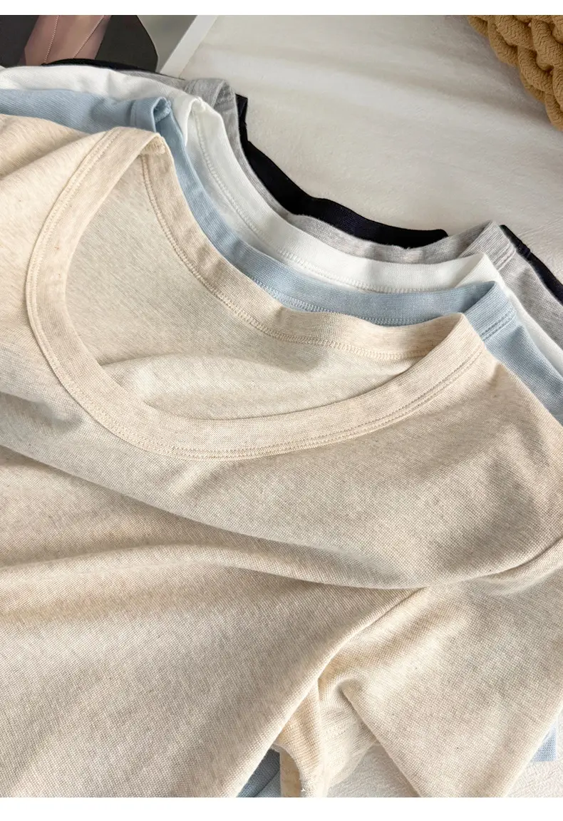 U-Neck Lyocell Linen T-Shirt for Women, Regular Shoulder Short-Sleeve Loose Thin Top, 2026 Summer New Style, Base Layer — feature 15