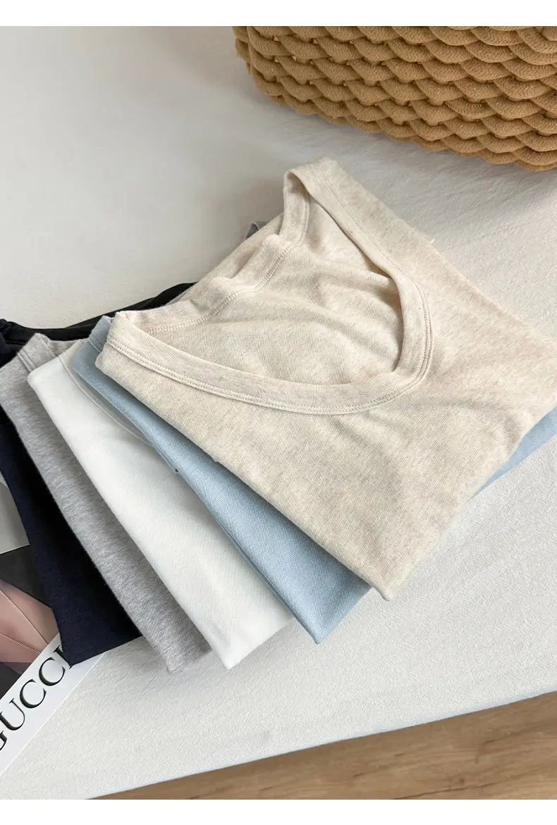 U-Neck Lyocell Linen T-Shirt for Women, Regular Shoulder Short-Sleeve Loose Thin Top, 2026 Summer New Style, Base Layer — feature 18