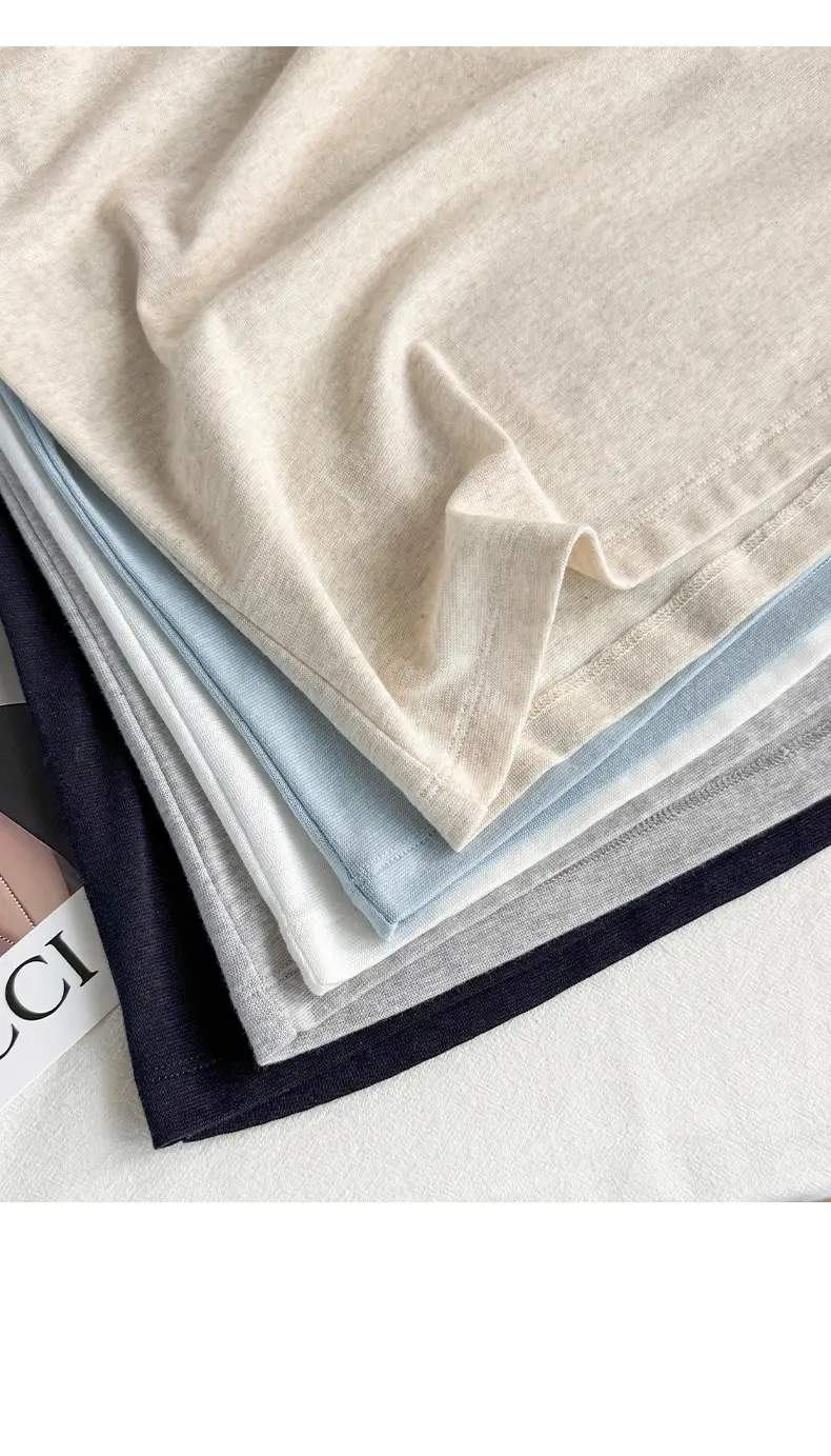 U-Neck Lyocell Linen T-Shirt for Women, Regular Shoulder Short-Sleeve Loose Thin Top, 2026 Summer New Style, Base Layer — feature 21
