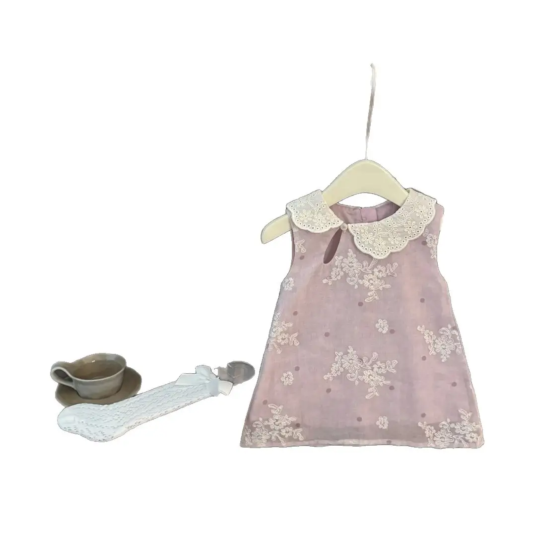 【Sweet Little Sister】Flowery Splendor! Girls' Embroidered Dress with White-Enhancing Effect, 2026 Summer New Lace Princess Dress
