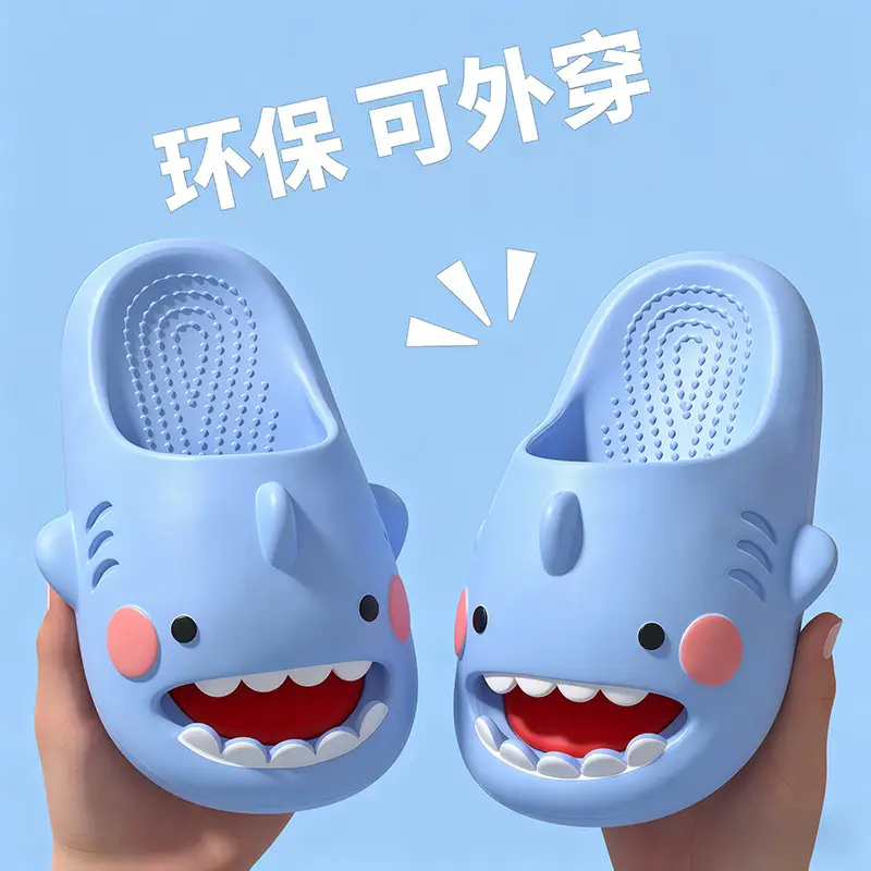 Shark Children's Sandals for Boys 2026 New Model Shark Girls' Pvc Summer Hollow-Out Sandals for Boys Beach