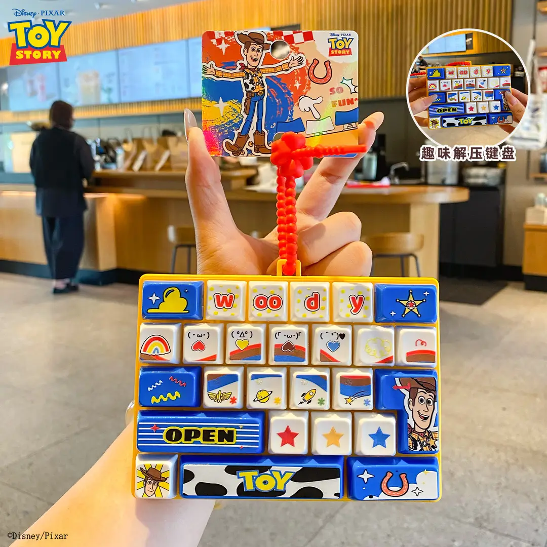 Authentic Toy Story 26-Key Keyboard with Pressable Keys, Portable Creative Stress-Relief Fingertip Toy, Student Pendant