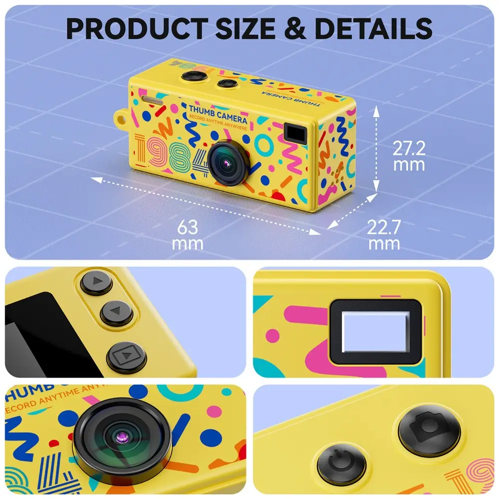 G65 Thumb-Sized Mini Digital Camera for Students, Small Sports Camera for Children, Pocket Camera for Photo and Video Recording