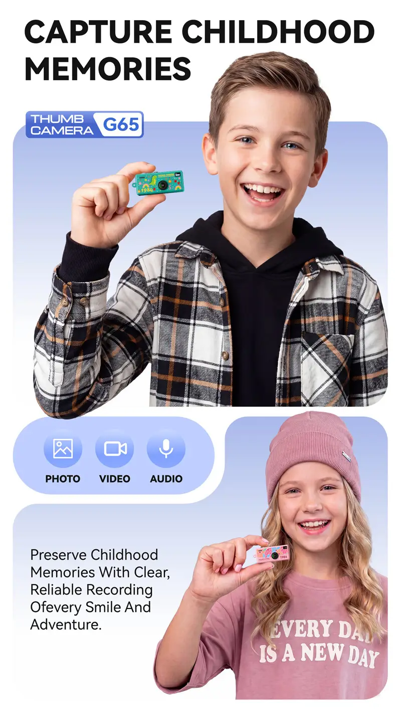 G65 Thumb-Sized Mini Digital Camera for Students, Small Sports Camera for Children, Pocket Camera for Photo and Video Recording — feature 10