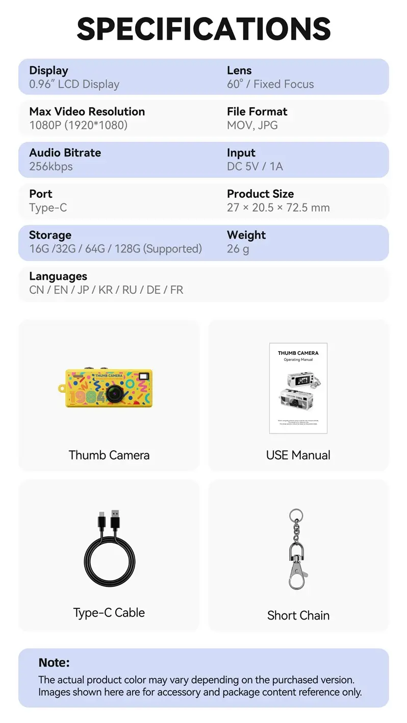 G65 Thumb-Sized Mini Digital Camera for Students, Small Sports Camera for Children, Pocket Camera for Photo and Video Recording — feature 13