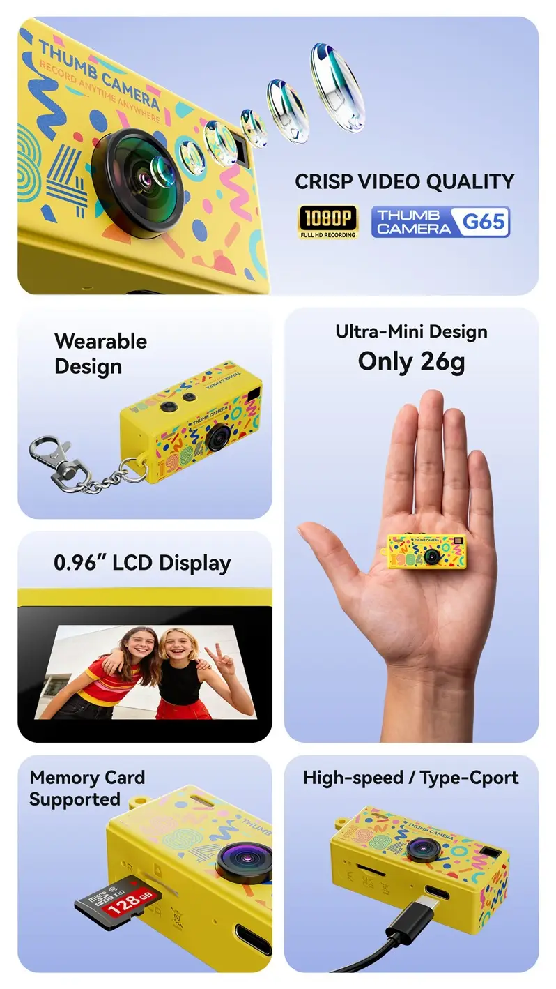 G65 Thumb-Sized Mini Digital Camera for Students, Small Sports Camera for Children, Pocket Camera for Photo and Video Recording — feature 2