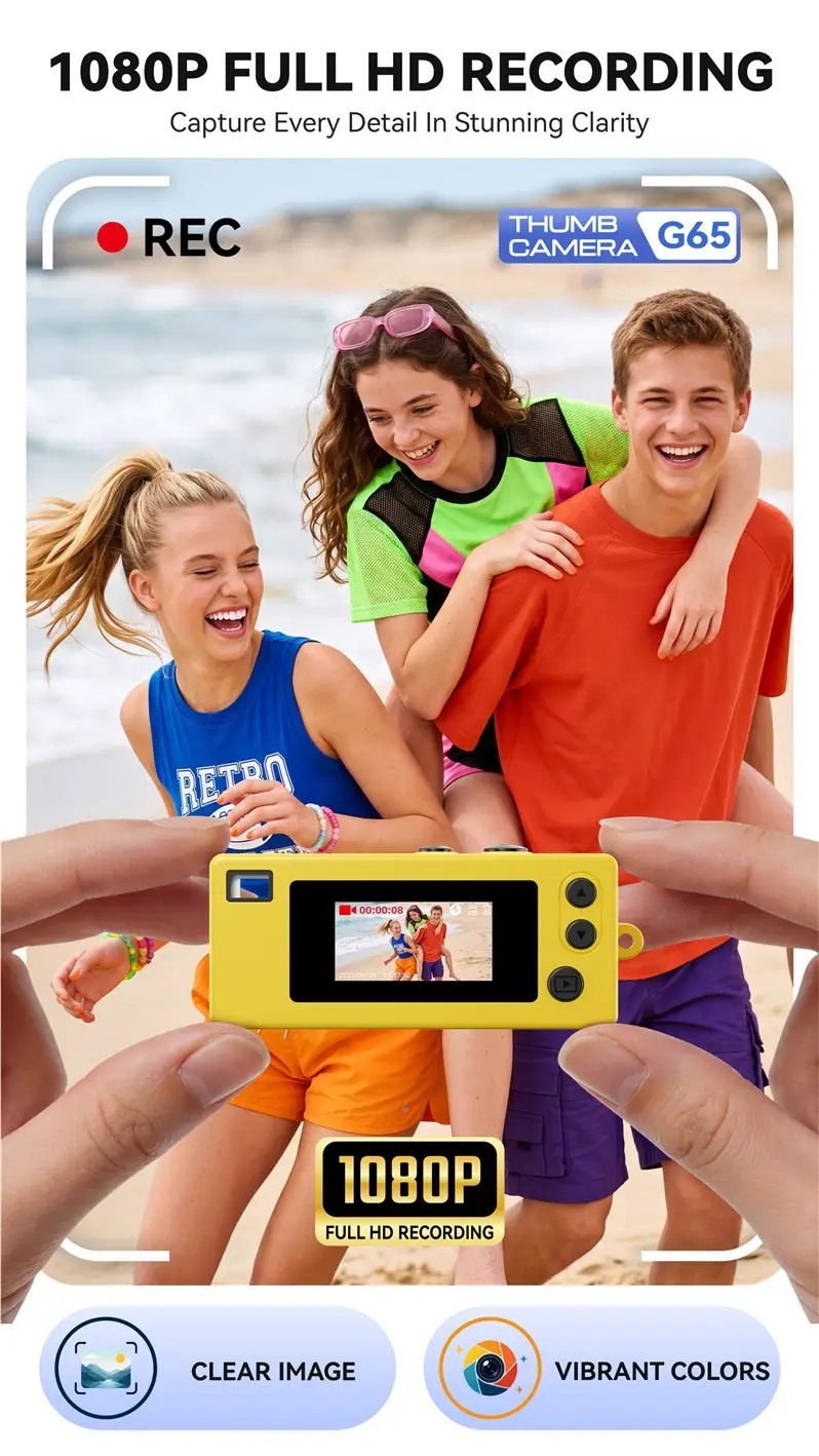 G65 Thumb-Sized Mini Digital Camera for Students, Small Sports Camera for Children, Pocket Camera for Photo and Video Recording — feature 3