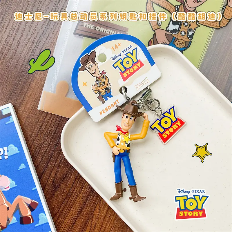 Authentic Disney Toy Story Cartoon Keychain Cute Female Buzz Lightyear Woody Jessie Backpack Pendant