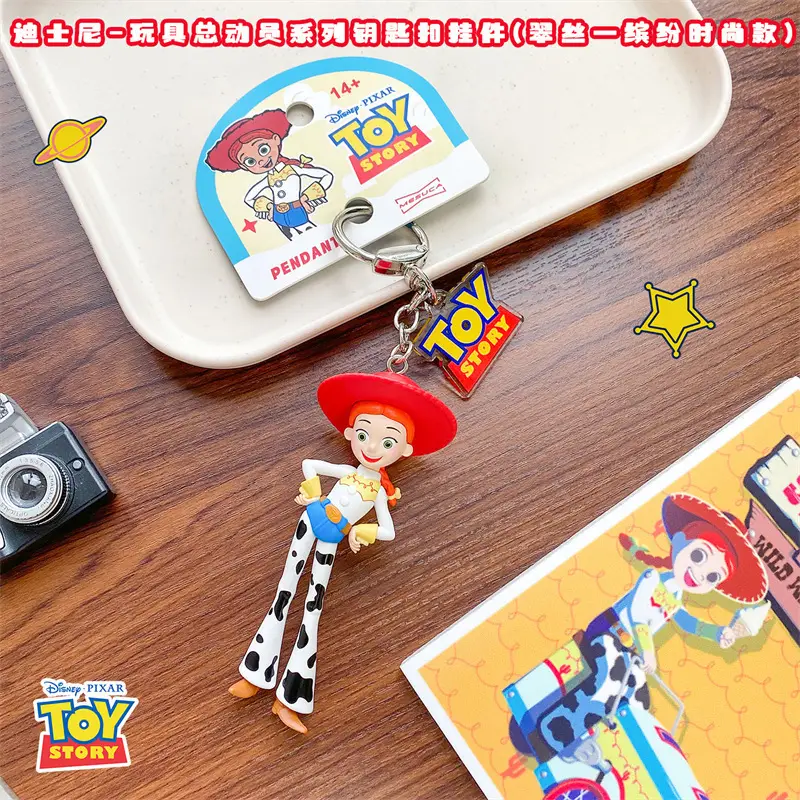 Authentic Disney Toy Story Cartoon Keychain Cute Female Buzz Lightyear Woody Jessie Backpack Pendant