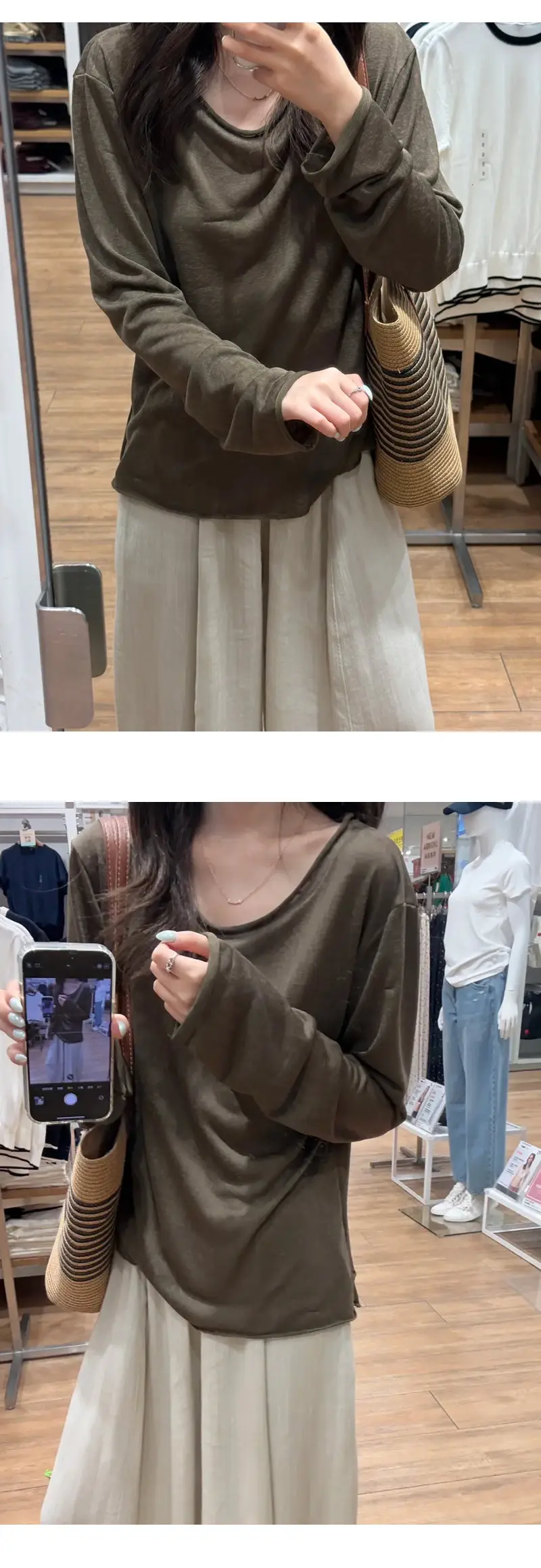 Light Purple Textured Thin Long-Sleeve T-Shirt for Women, Summer Lazy Style, Slightly Sheer, Sun-Protective Cover-Up, Loose Casual Base Shirt Top — feature 12