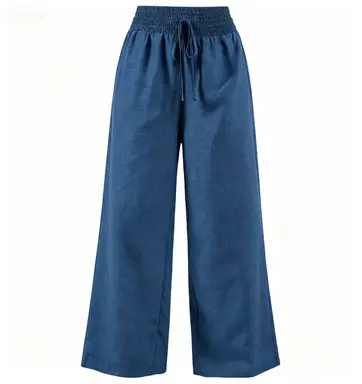 Cross-Border Loose Women's Wide-Leg Pants, New Summer Style, Denim Blue, Drapey, Slimming, Straight Casual Pants, Breathable, Versatile Long Pants — feature 7