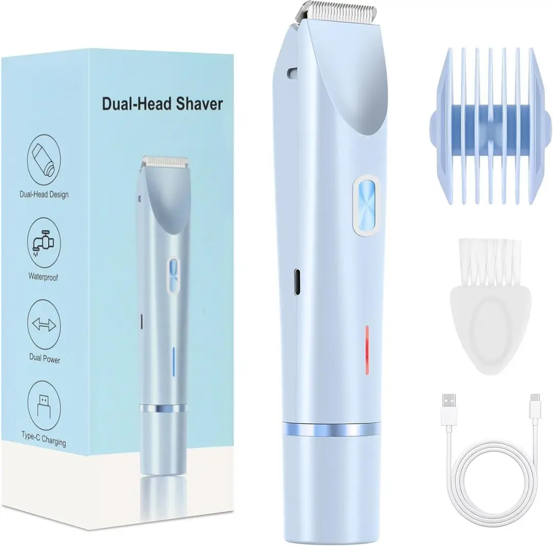 Cross-Border Electric Hair Removal Device for Women, Dual-Head Shaver for Private Areas, Pubic Hair Trimming, Full Body Trimming, New Model of Private Area Razor