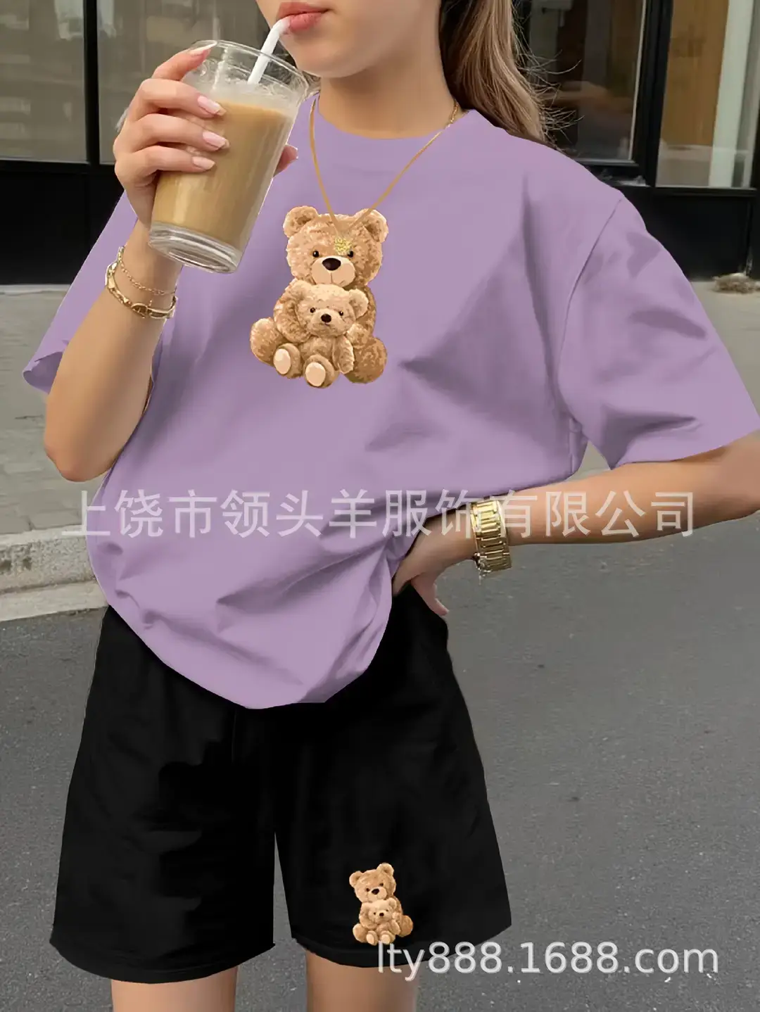 European and American Western Style Sketch Print Short-Sleeved T-Shirt for Women, Caramel Color, Round Neck, Loose Retro Casual Top — feature 10
