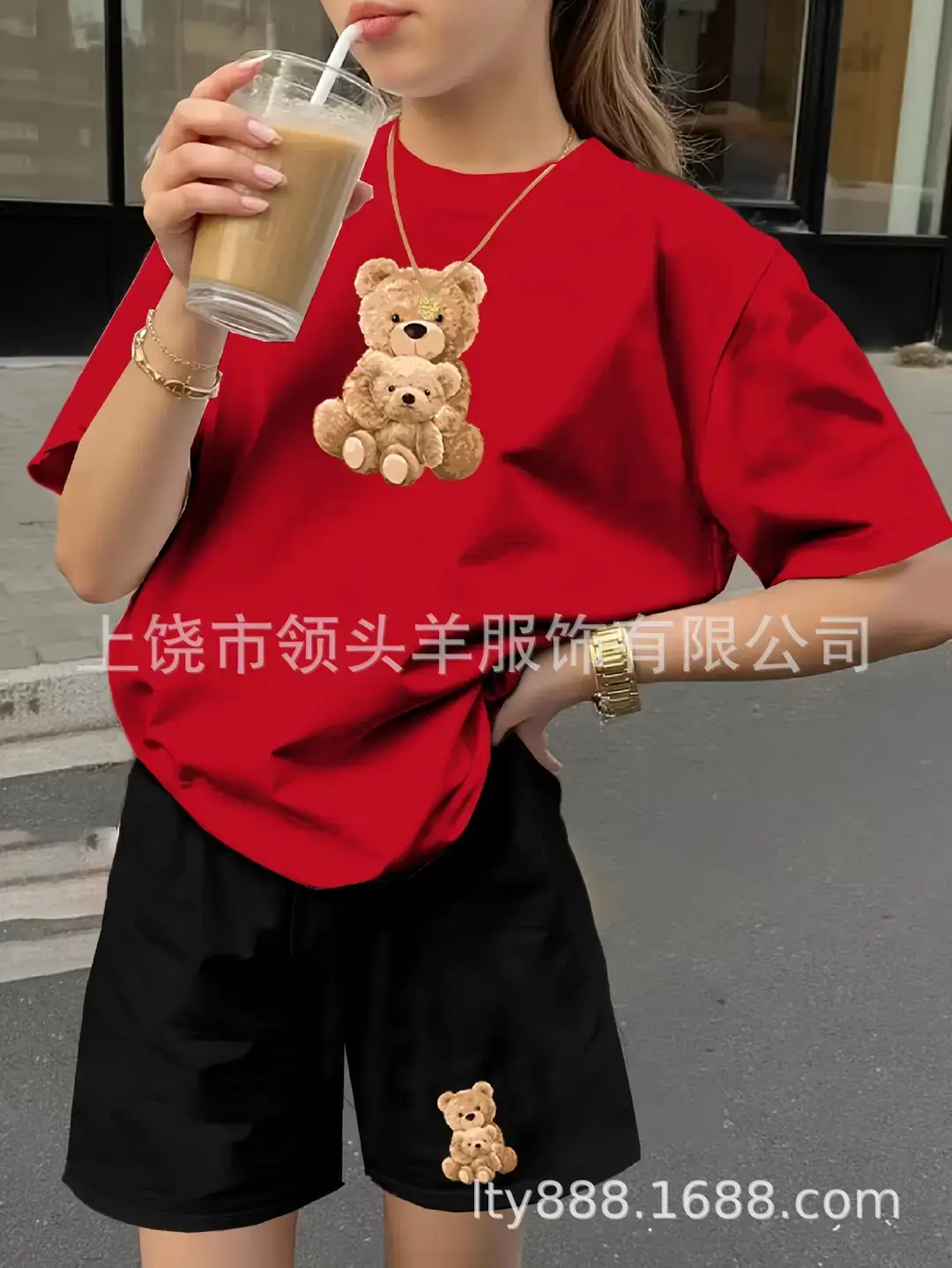 European and American Western Style Sketch Print Short-Sleeved T-Shirt for Women, Caramel Color, Round Neck, Loose Retro Casual Top — feature 12