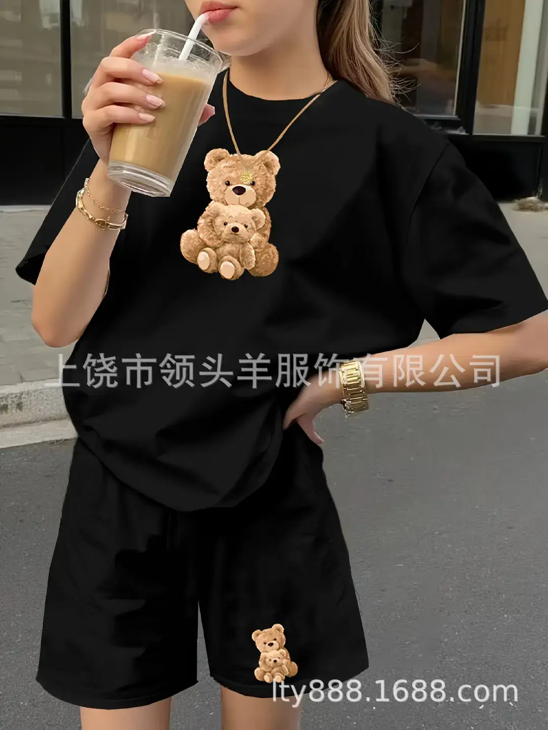 European and American Western Style Sketch Print Short-Sleeved T-Shirt for Women, Caramel Color, Round Neck, Loose Retro Casual Top — feature 13
