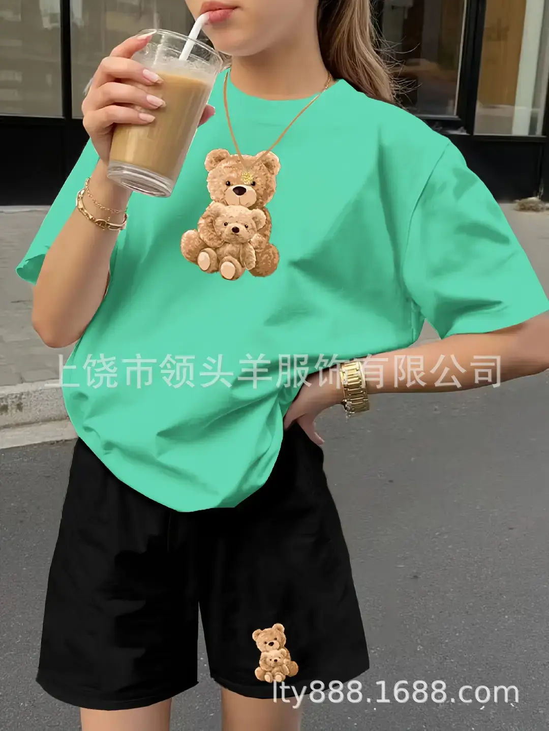 European and American Western Style Sketch Print Short-Sleeved T-Shirt for Women, Caramel Color, Round Neck, Loose Retro Casual Top — feature 8