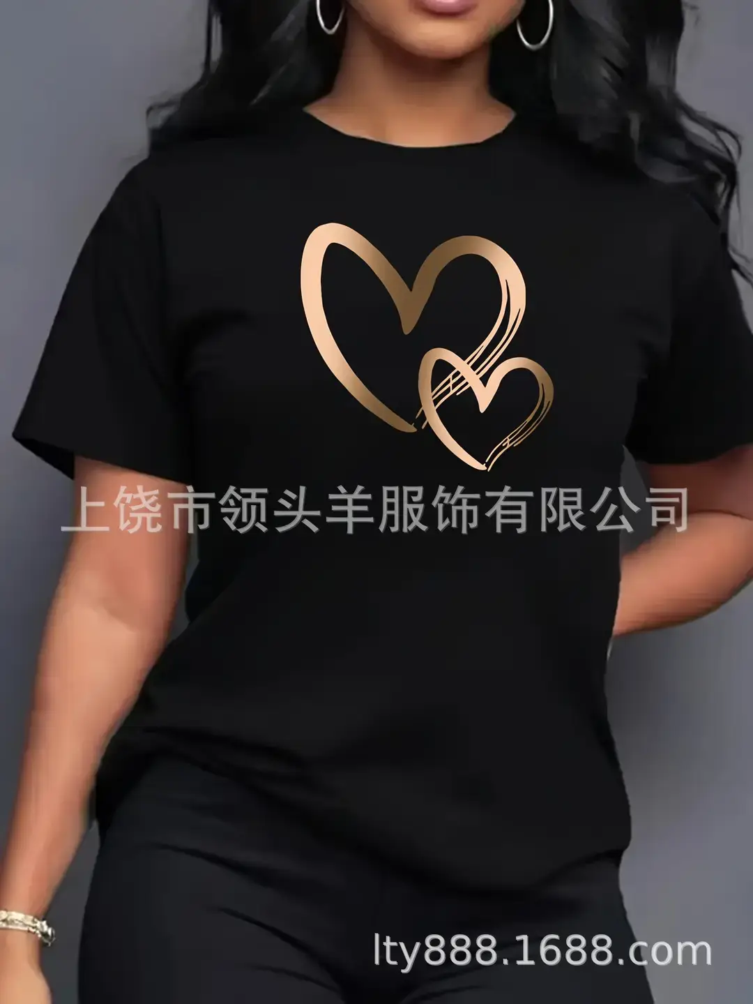 European and American Western Style Sketch Print Short-Sleeved T-Shirt for Women, Caramel Color, Round Neck, Loose Retro Casual Top