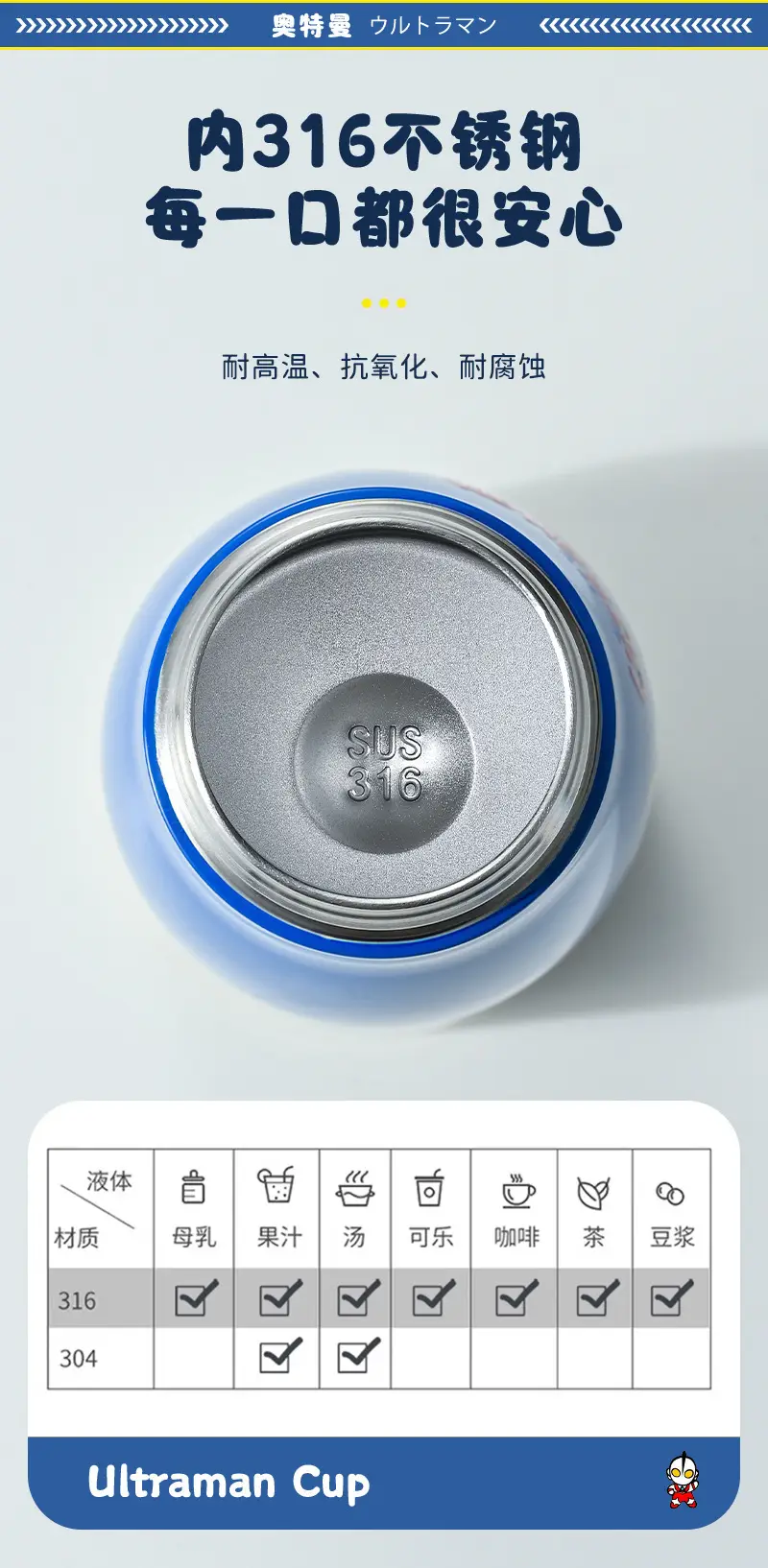 Ultraman 316 Thermos Cup for Kidsren, Special for Boys, Primary School Students, Water Cup, Straw Cup, Kindergarten Baby Water Bottle — feature 8
