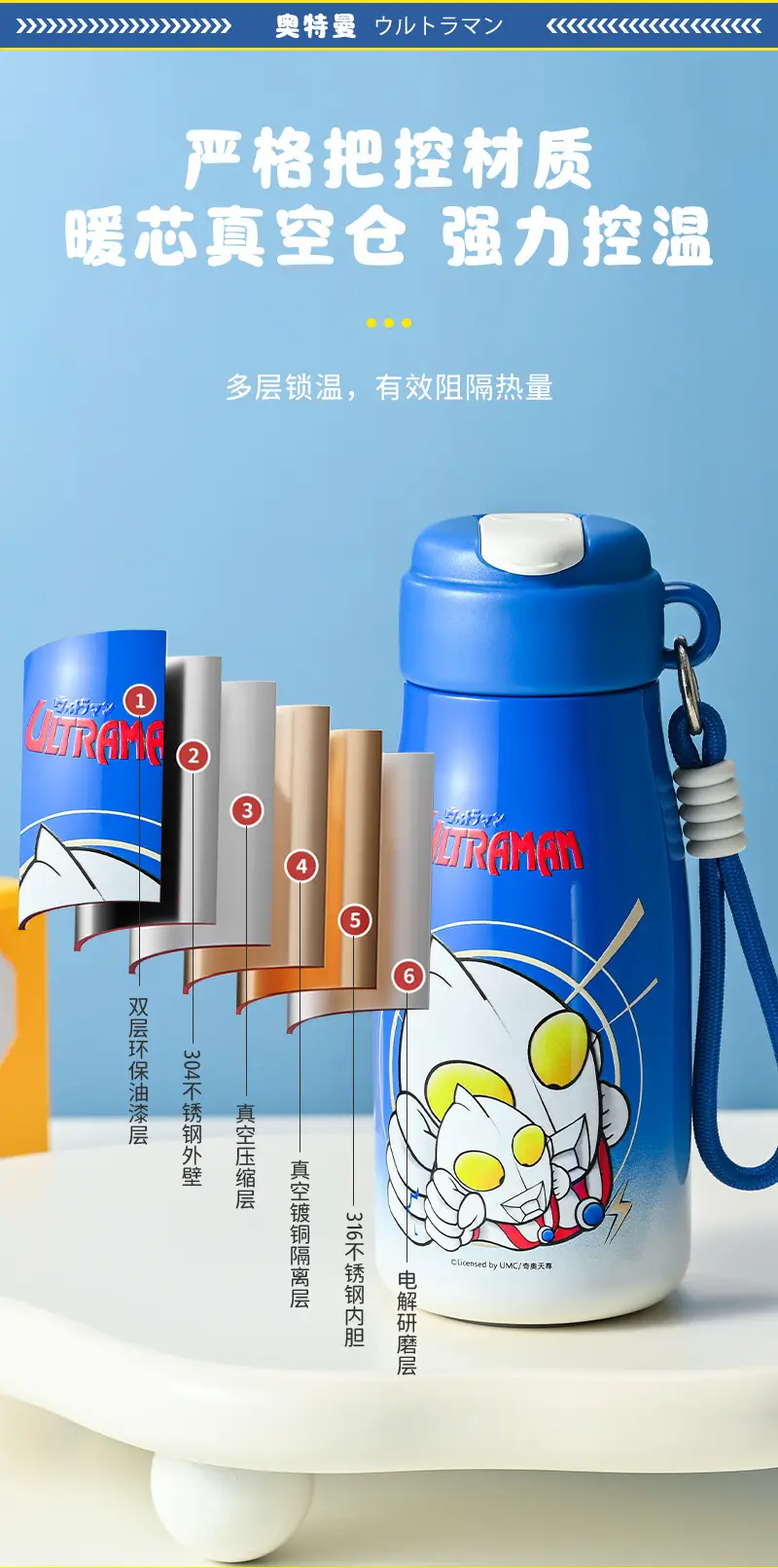 Ultraman 316 Thermos Cup for Kidsren, Special for Boys, Primary School Students, Water Cup, Straw Cup, Kindergarten Baby Water Bottle — feature 9