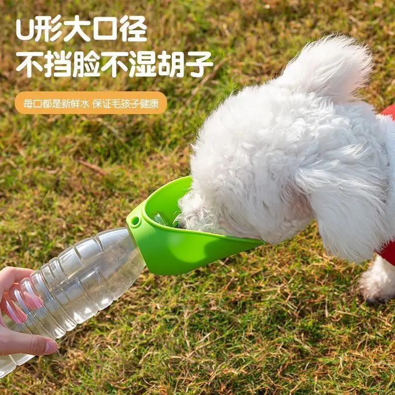 [Folding Bowl] Portable Water Dispenser for Pets, Dog Water Feeder with Replaceable Bottle for Outdoor Walking
